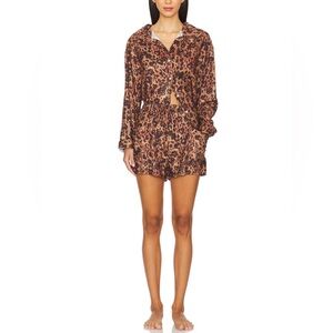 X Intimately Free People Brown Leopard Print , Morning Sleep Set